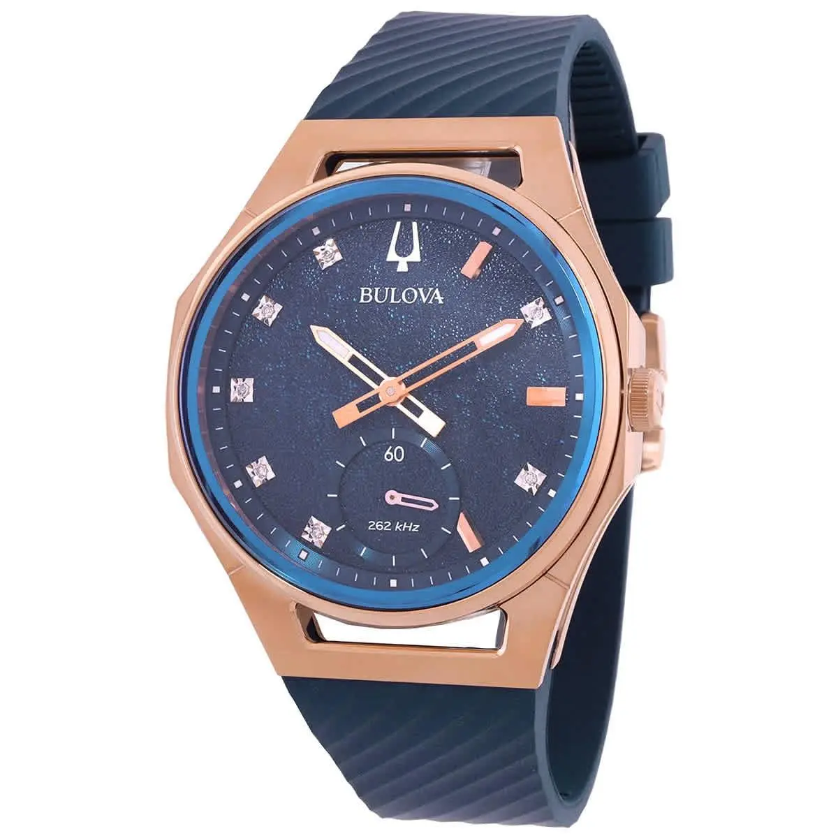 Curv Quartz Diamond Blue Dial Ladies Watch 97P174 by Bulova