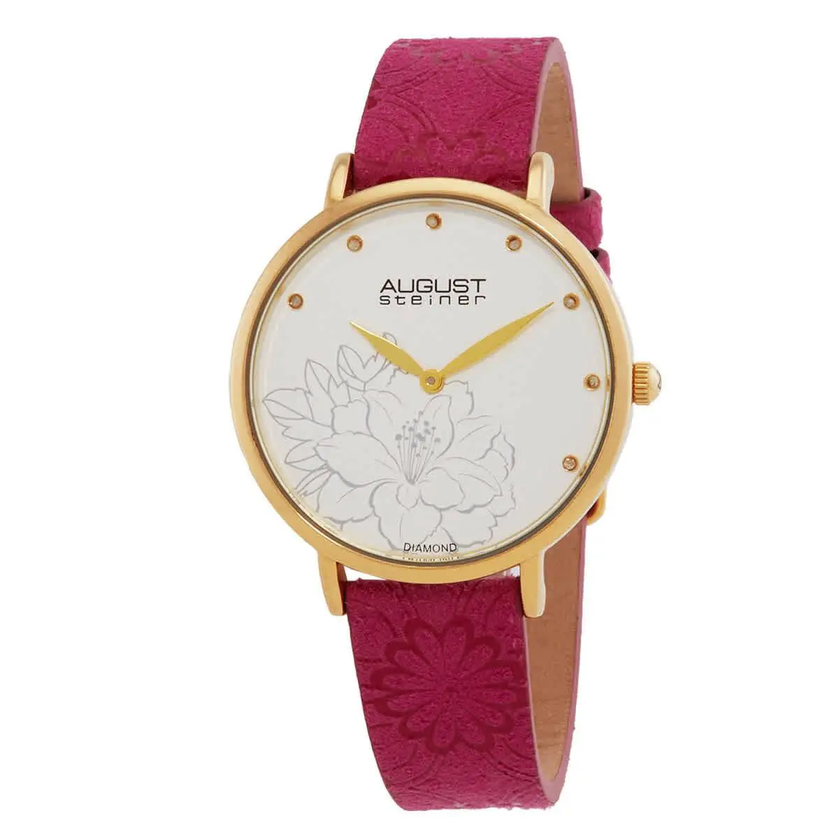 AS8242PK Silver Flower Print Dial 36 mm Women`s Watch by August Steiner