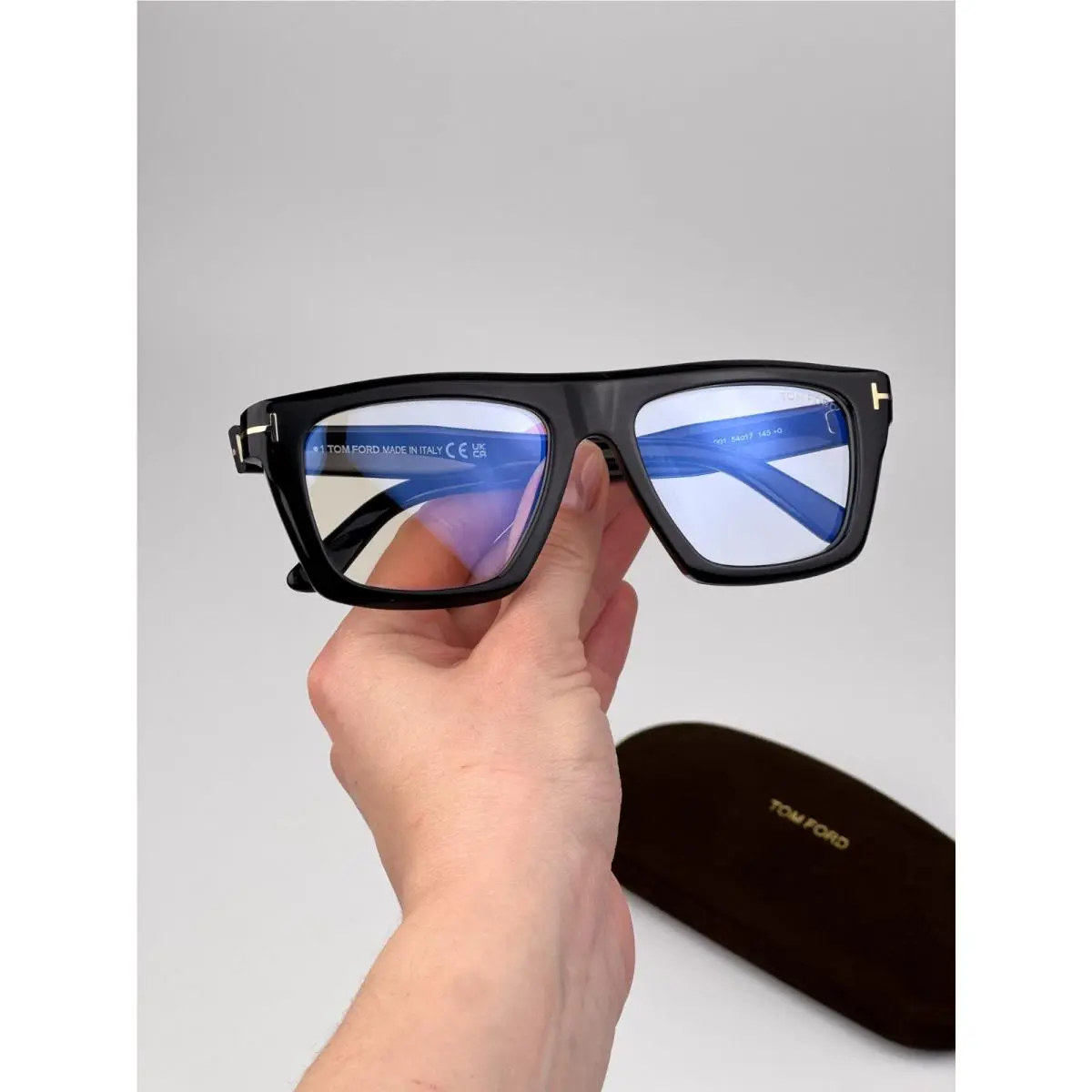 Tom Ford Women Eyeglasses Black Blue Block Rectangle FT6059-B 001