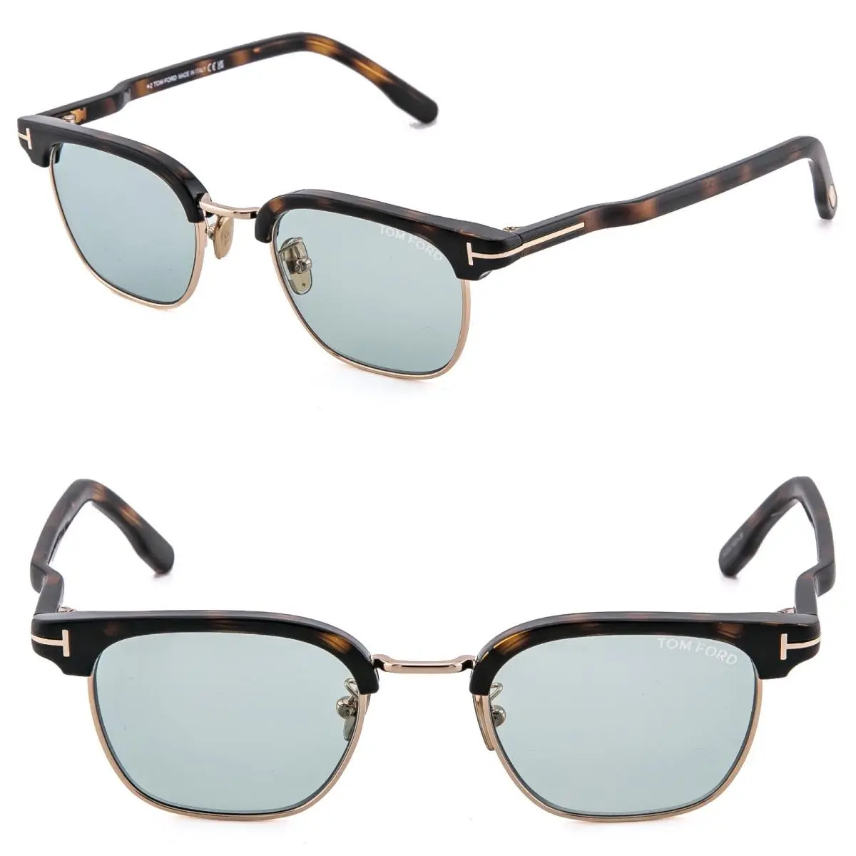 TF1119D 52N Brown Havana Green Rectangle Pilot Sunglasses 1119 FT1119 by Tom Ford