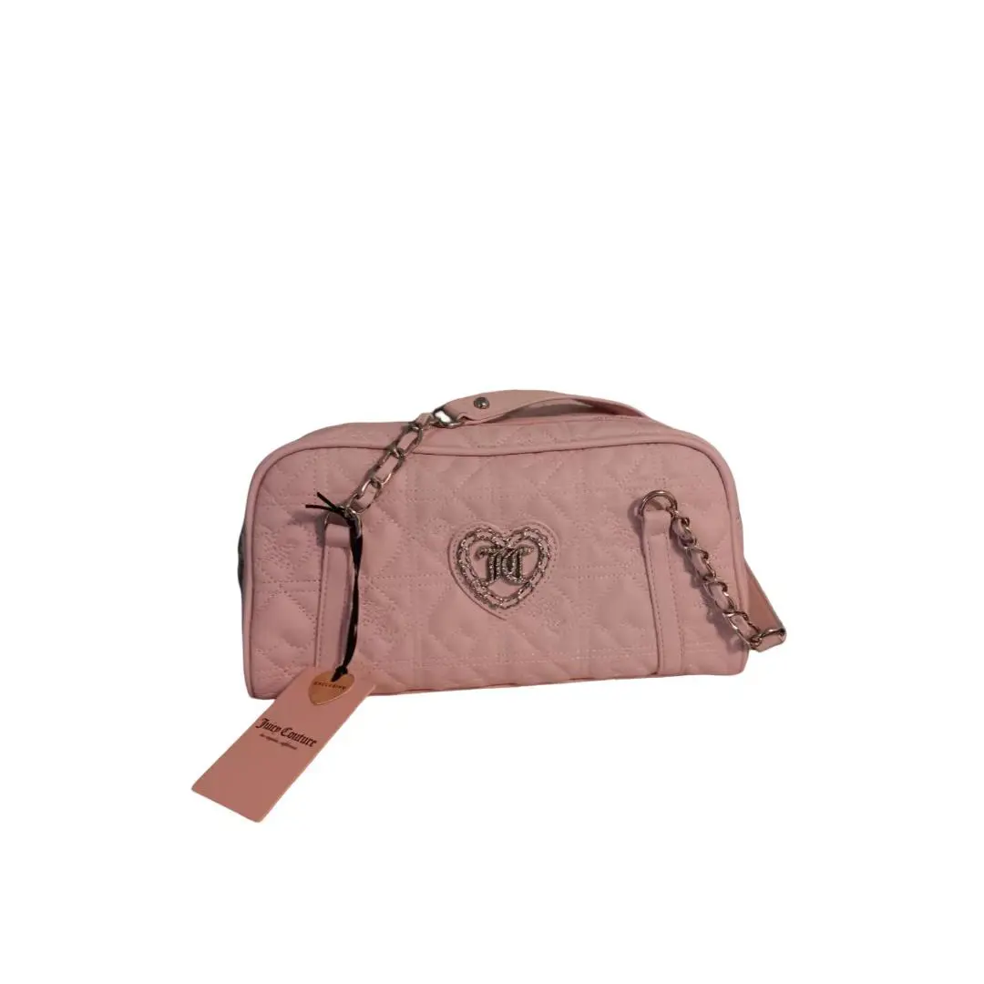 Juicy Couture Chiffon Pink Chain Heart Satchel Bag
