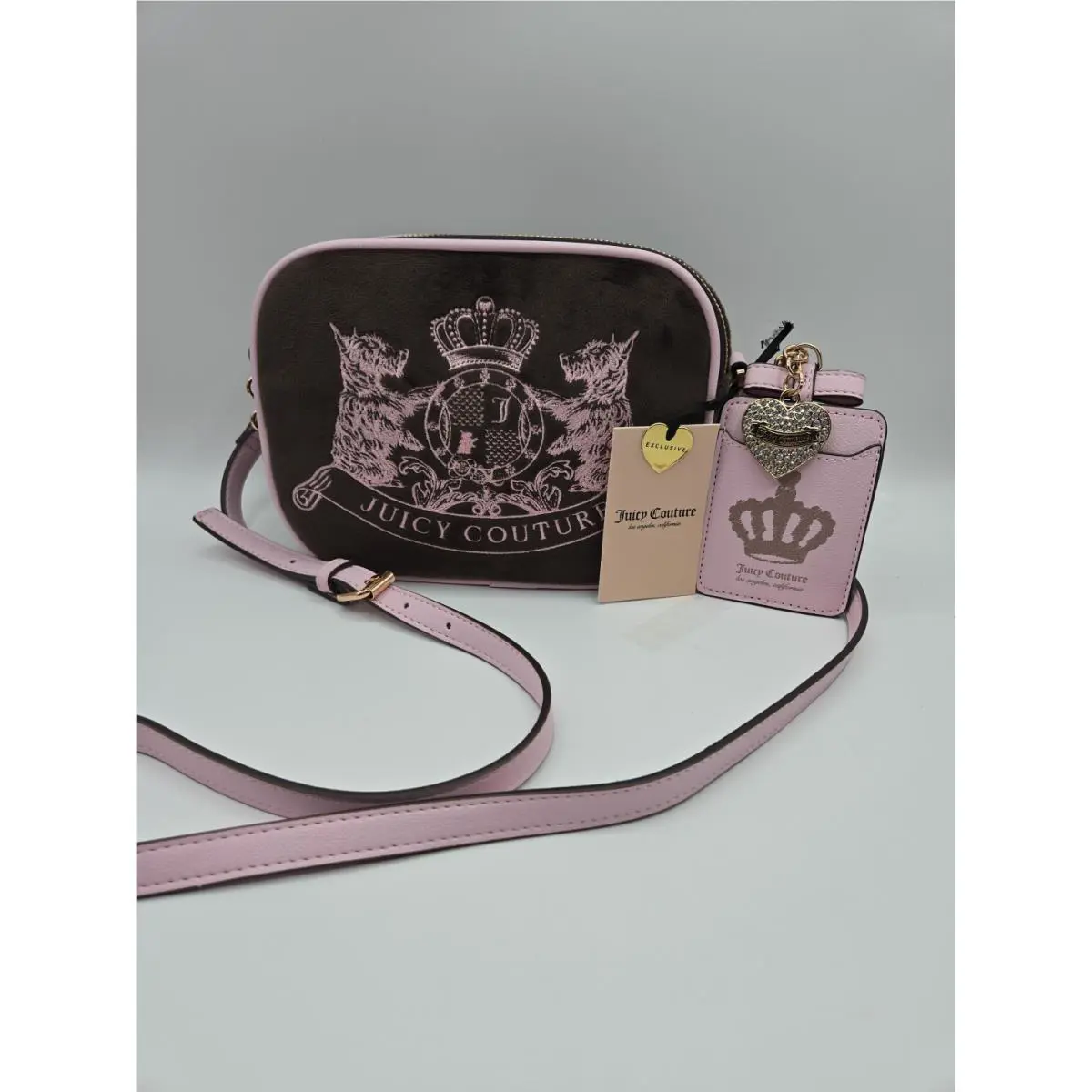 Juicy Couture Classic Scottie Dogs Camera Cross-body Bag Chocolate Pink