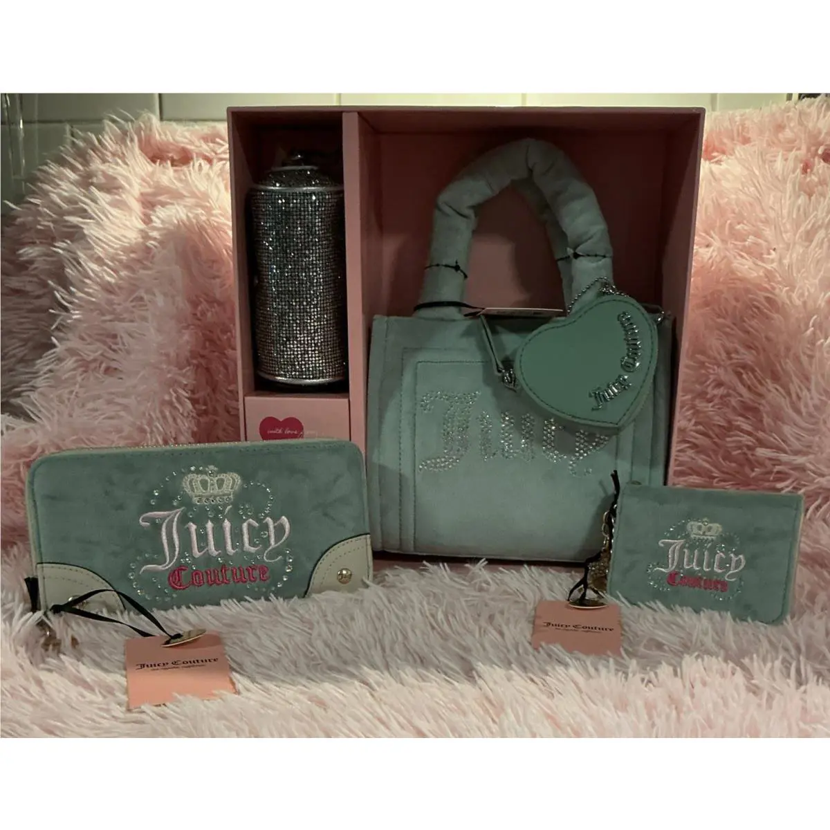 Juicy Couture Bonus Buy Cool Blue Big Spender 3 Piece Gift Box Set 2 Wallets
