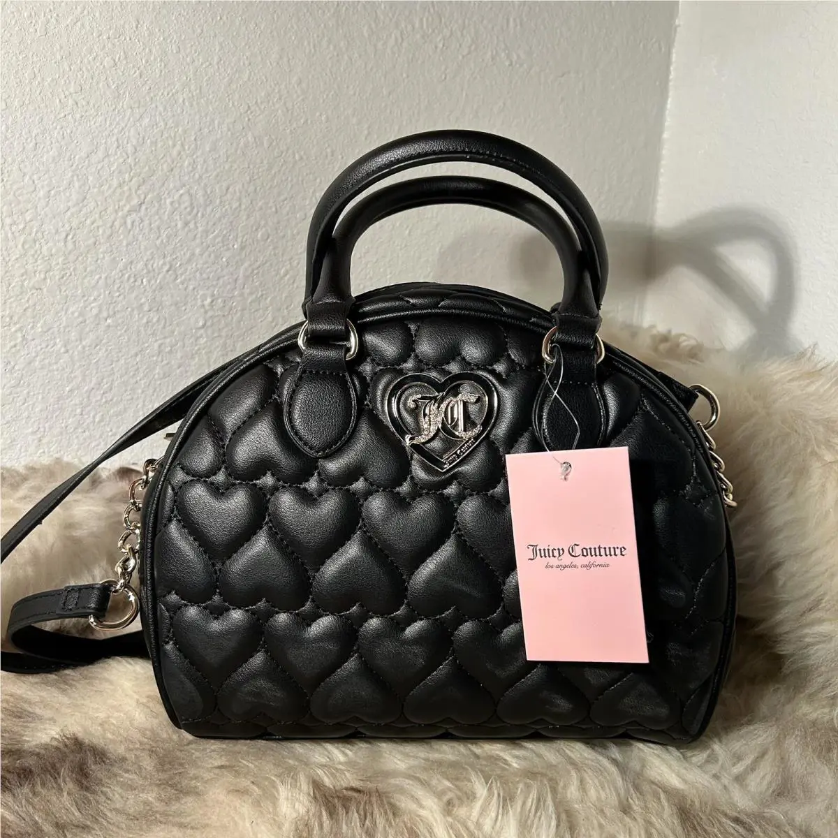 Juicy Couture Flawless Dome Satchel - Liquorice Black - Quilted Hearts