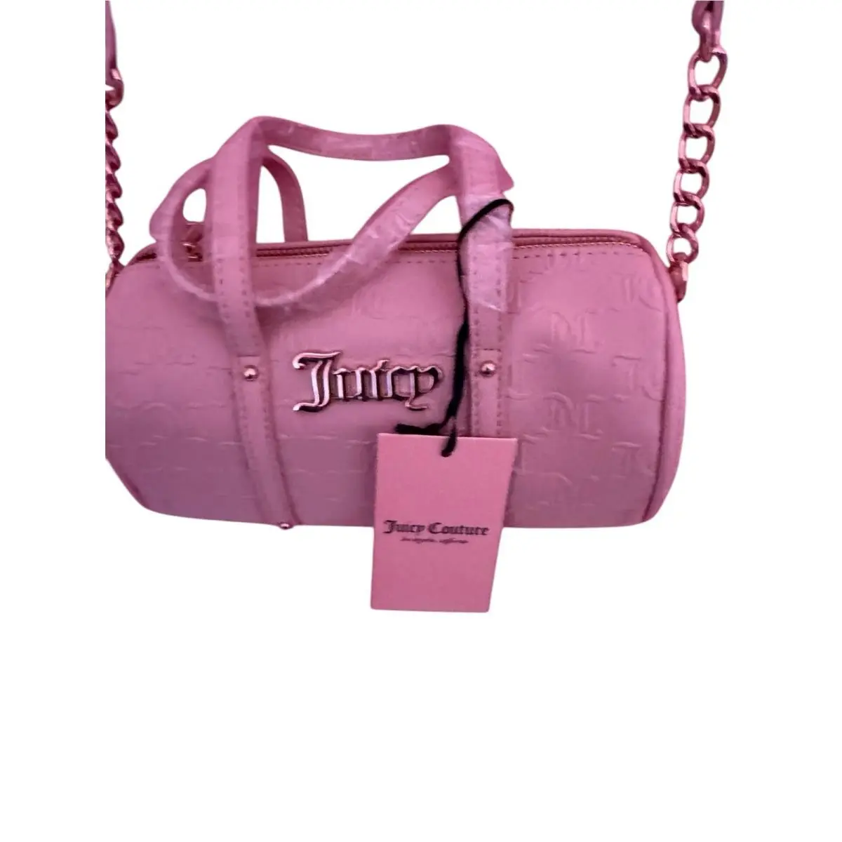 Juicy Couture Mini Barrel Crossbody Bag Powder Blush Pink - Handle/Strap: Pink, Hardware: Gold, Exterior: Pink