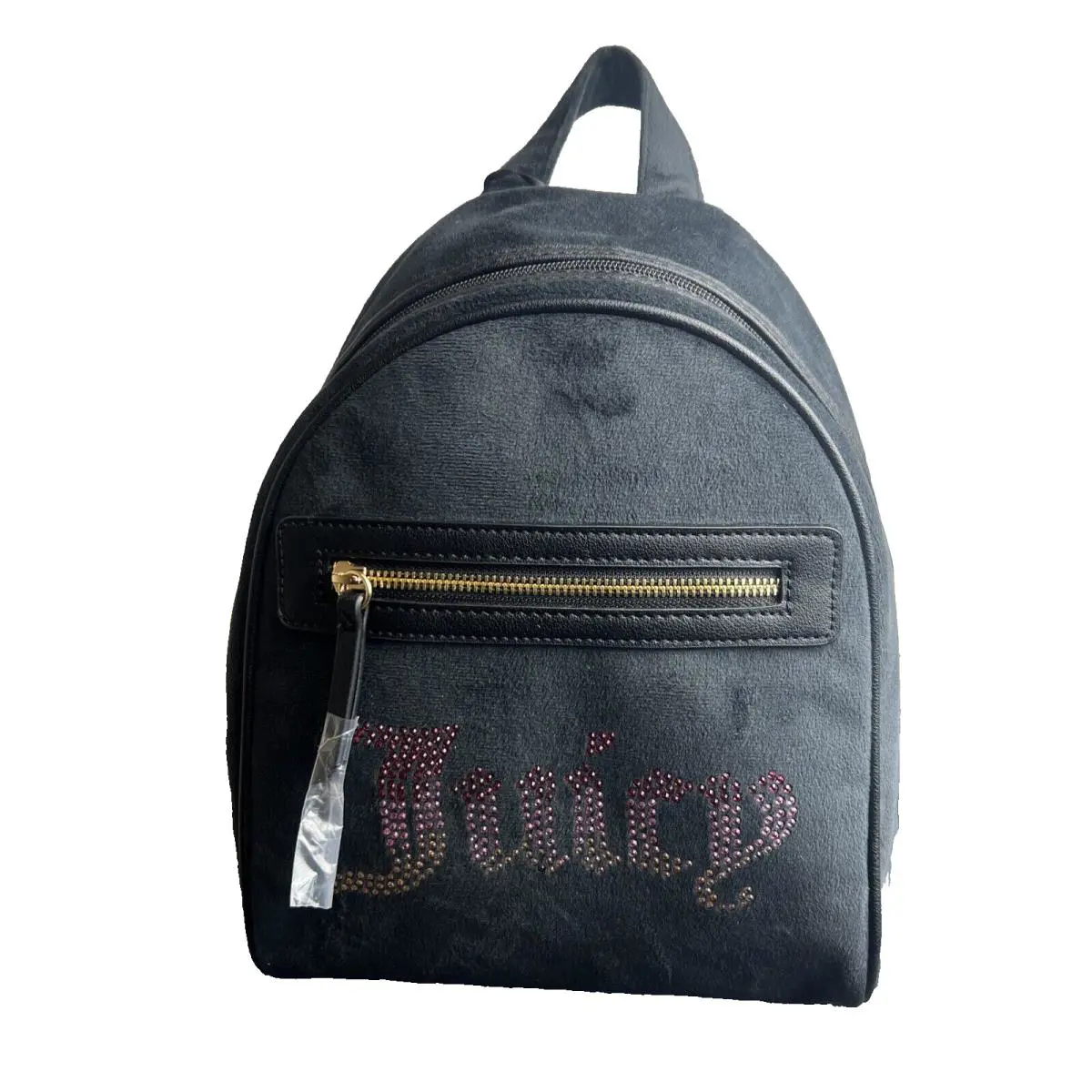 Juicy Couture Big Spender Velour Backpack Fondant Black Chic Whimsygoth Cute