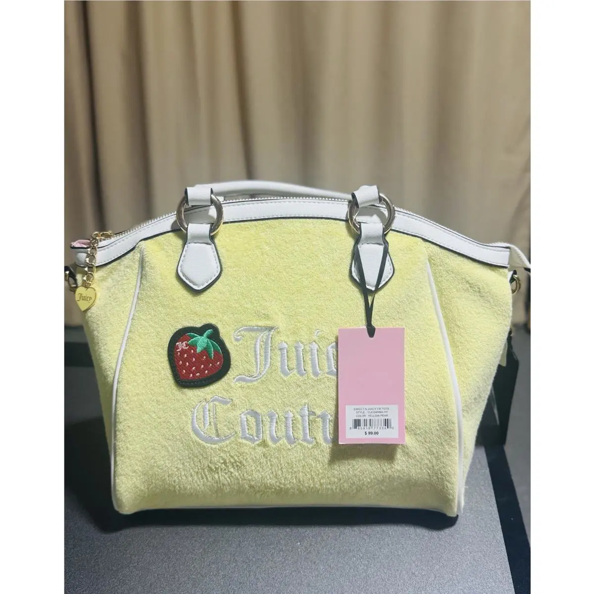 Juicy Couture Sweet N Juicy Tote Crossbody Shoulder Bag Strawberry Yellow