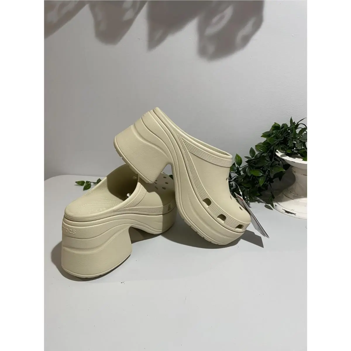 Crocs Siren Clog Women Bone Beige White Platform Chunky Heels Y2K Bratz Doll