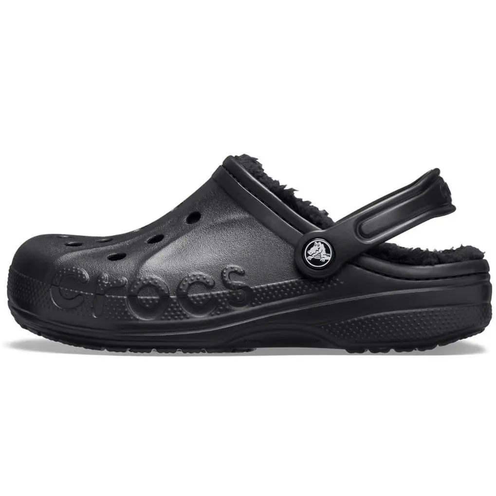 Crocs Adult Women’s Baya Lined Fuzz Clogs Black US Size 8 - Black