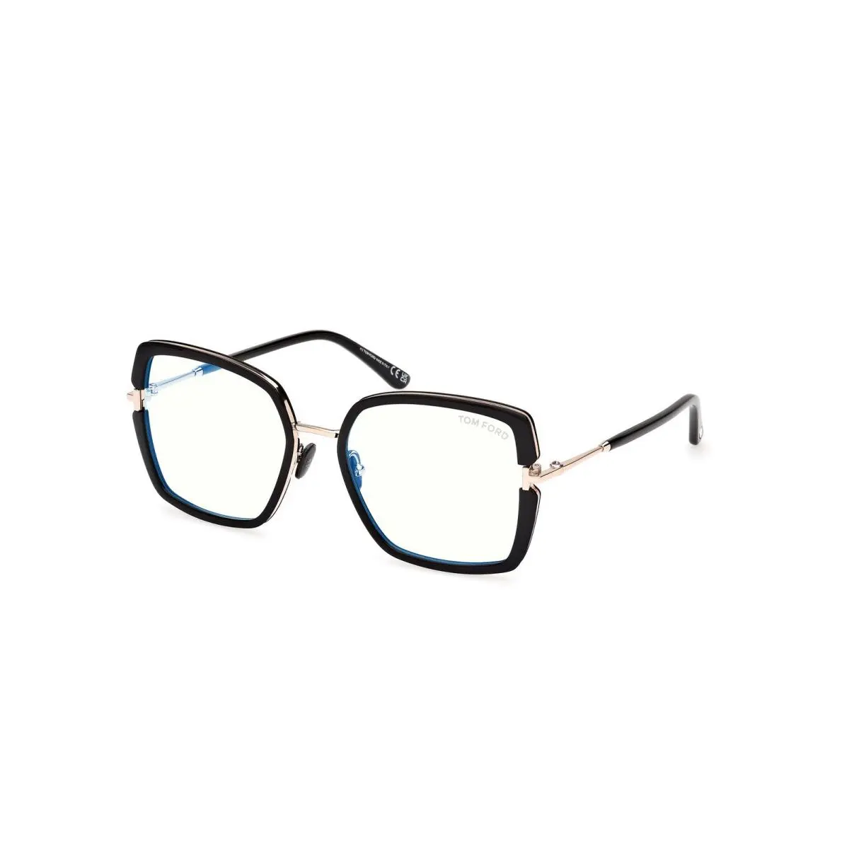 FT5985-B 001 Eyeglasses Women`s Black/gold Full Rim Square Shape 55mm by Tom Ford