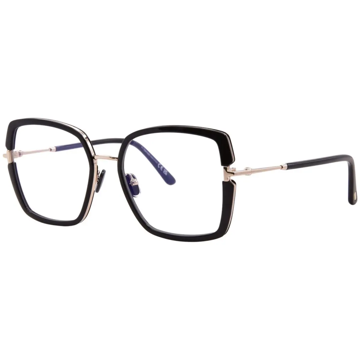 FT5985-B 001 Eyeglasses Women`s Black/gold Full Rim Square Shape 55mm by Tom Ford