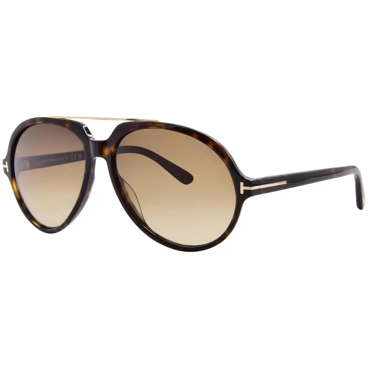 Tom Ford FT1210 52F Sunglasses Men`s Dark Havana/dark Brown Gradient Pilot 59mm