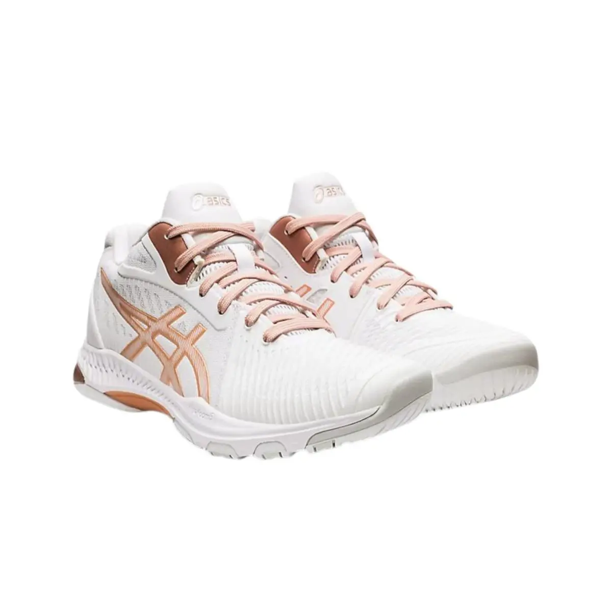 Asics Women`s Netburner Ballistic Flytefoam 2 Volleyball Shoes Size 10.5 - White/Rose Gold