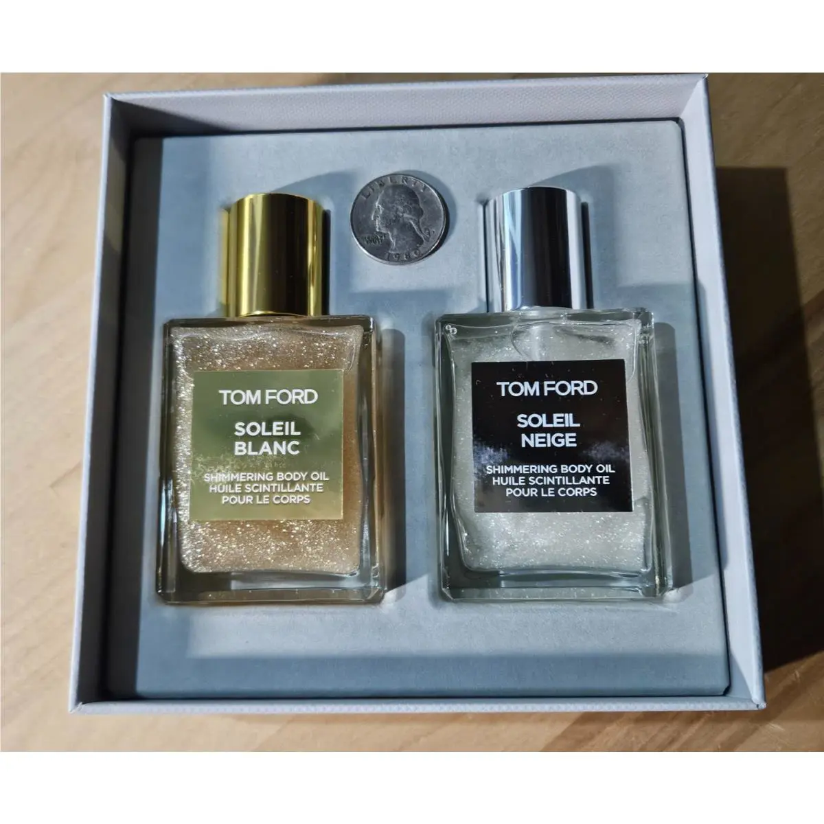 Tom Ford Soleil Shimmering Body Oil Duo Gift Set Blanc Neige 1.5oz/45ml B2-1