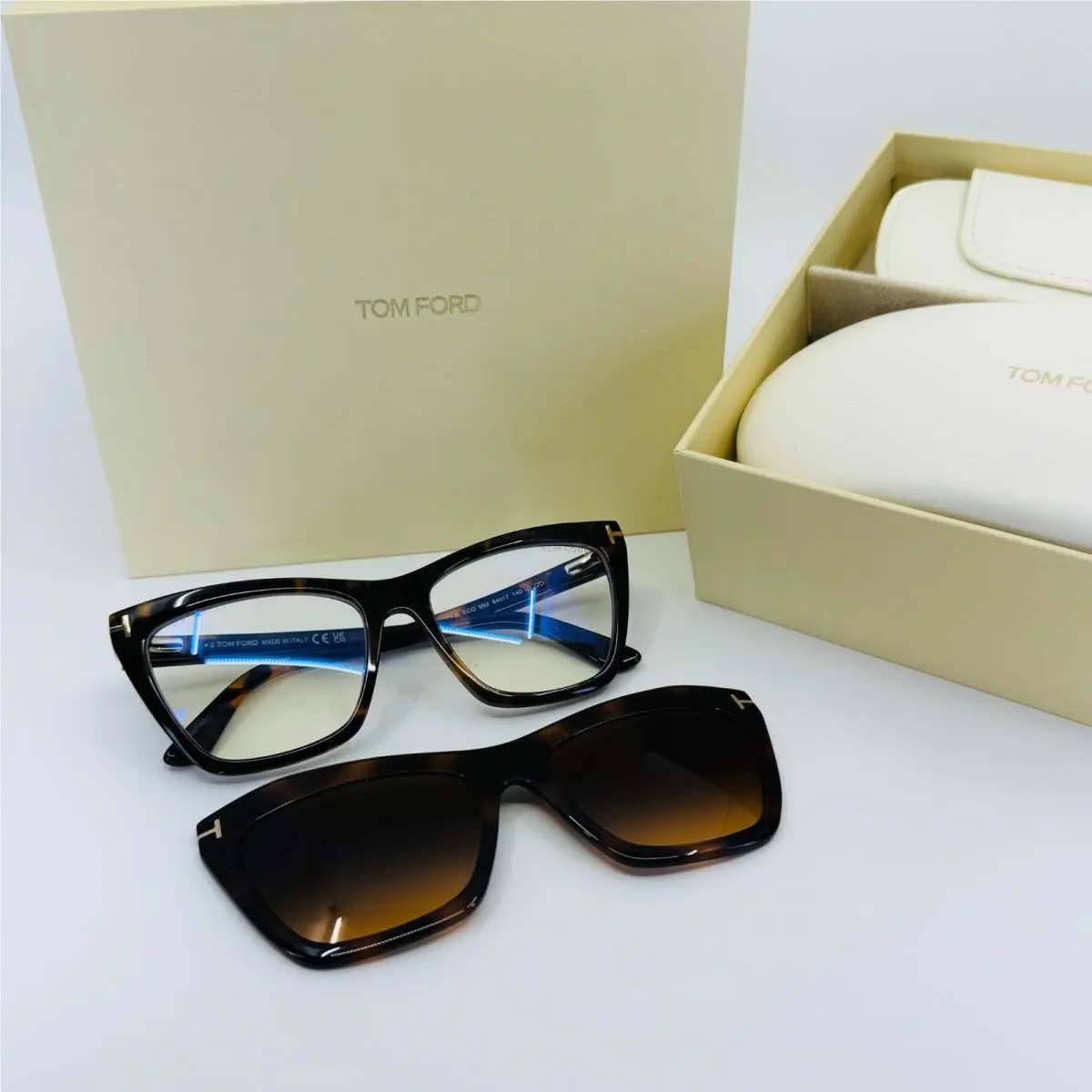Tom Ford TF5971-B Eco 052 Tortoise Womens Semi Cat Eye Eyeglasses 54-17-140 B:44
