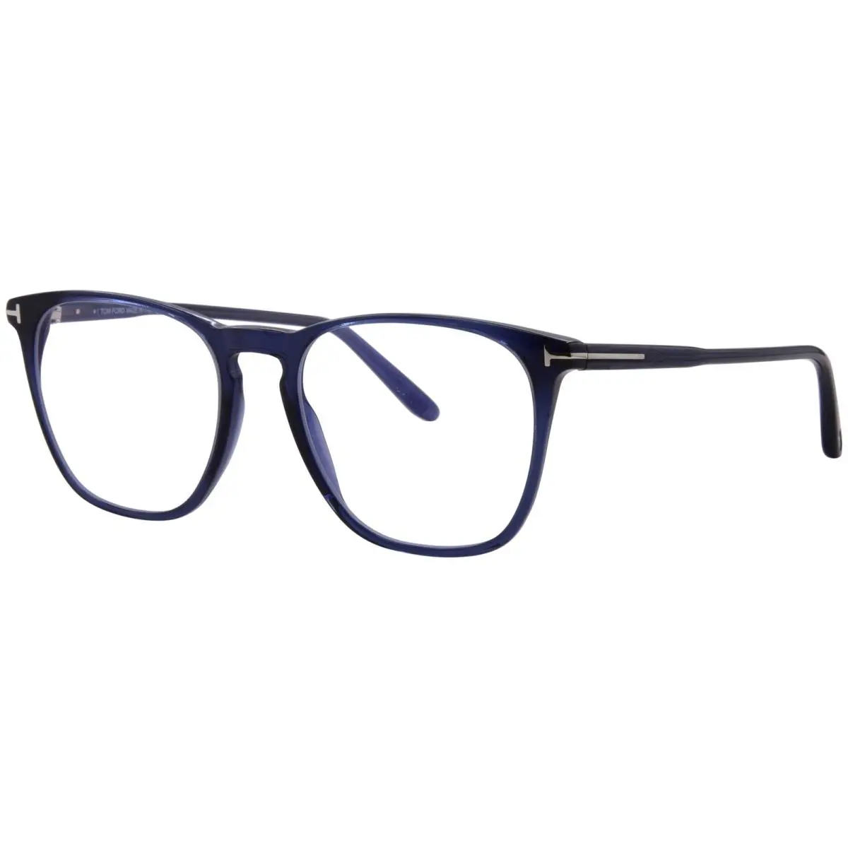 Tom Ford FT5937-B 090 Eyeglasses Men`s Shiny Blue Full Rim Square Shape 52mm