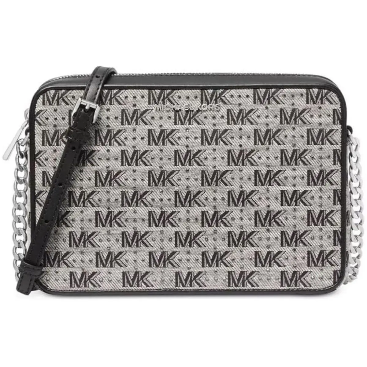 Michael Kors Marilyn Medium Top Zip Tote One Size Blk/lt Cream 32H3SJ6C3J-064 - Exterior: Multicolor, Hardware: Silver