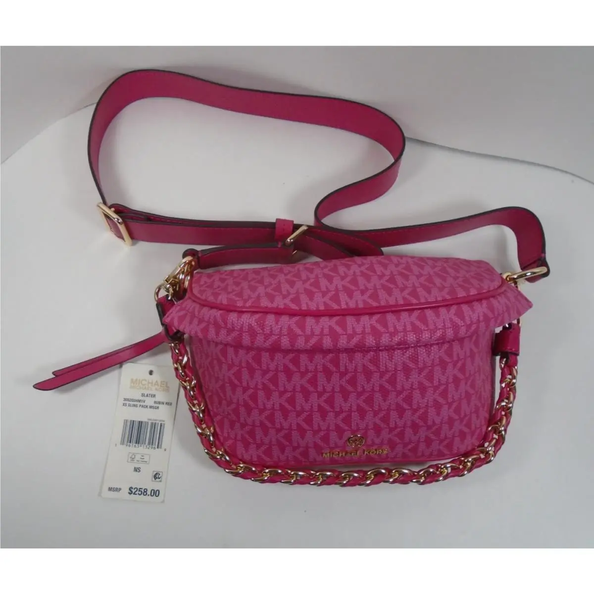 Michael Kors Slater Rubin Red XS Sling Fanny Pack Messenger Bag