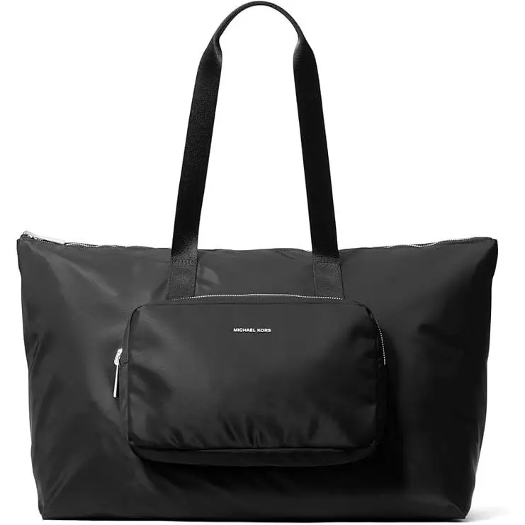 Michael Kors Women`s Tanner Large Reversible Packble Tote Nylon/black - Handle/Strap: Black, Hardware: Silver, Exterior: Black