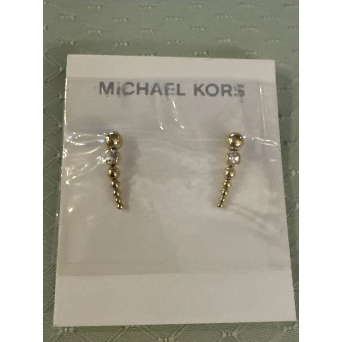 Gold Pave Crystal Climber Earrings 1 In Long by Michael Kors