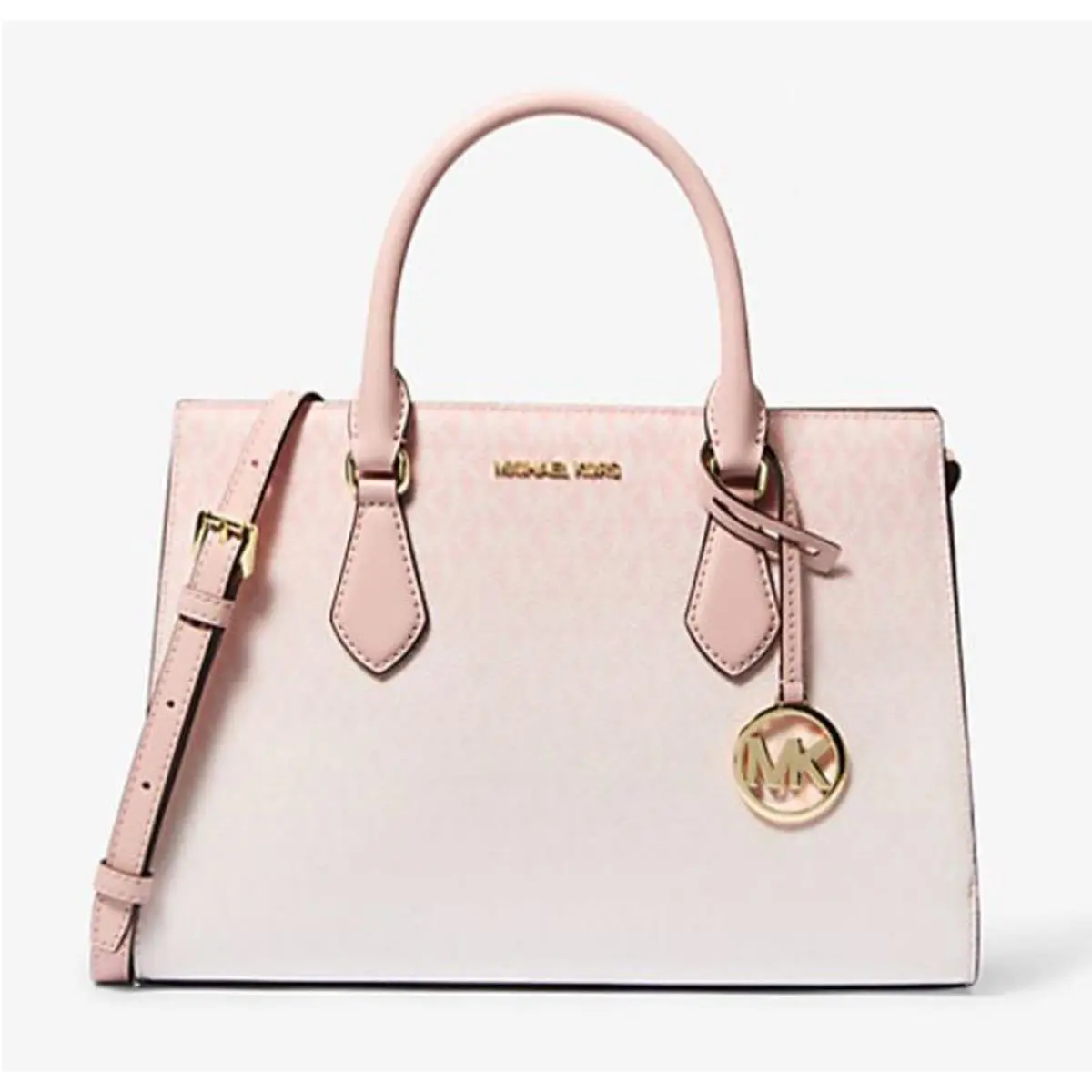 Michael Kors Sheila Medium Ombré Signature Logo Satchel Powder Blush 35S5G6HS8