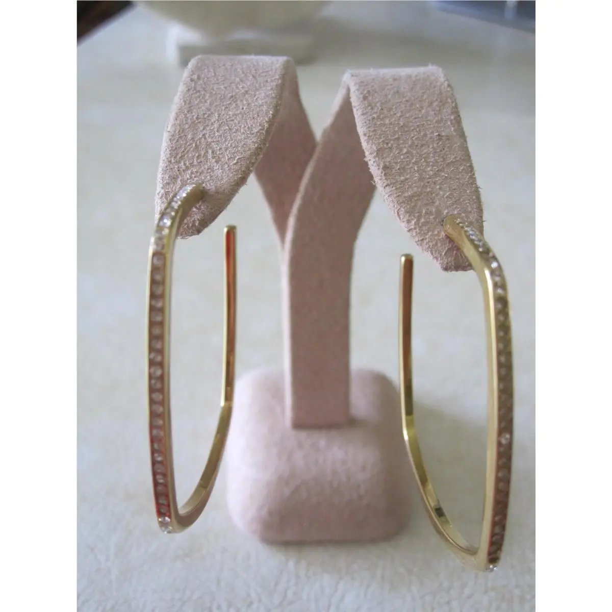 Cityscape Chains Geometric Pave Stone Hoop Earrings/ Gold Tone by Michael Kors
