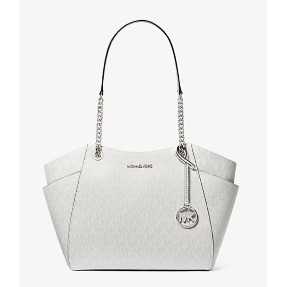 Jet Set Large Logo Shoulder Bag Silver 35F4STVE3V-silver by Michael Kors