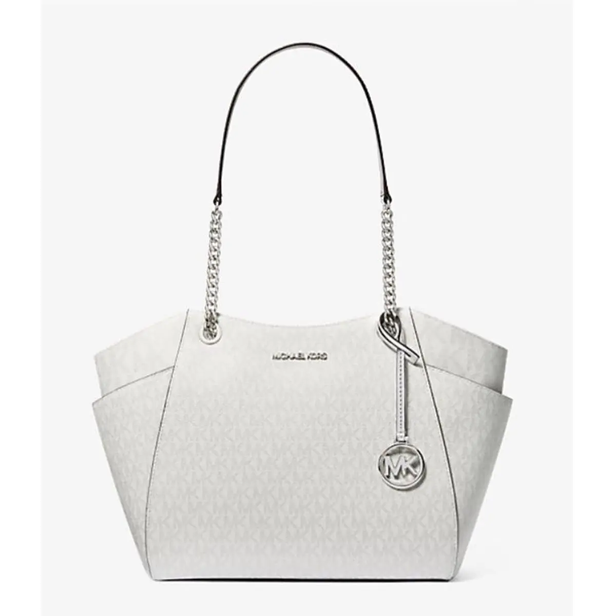 Michael Kors Jet Set Large Logo Shoulder Bag Silver 35F4STVE3V-silver