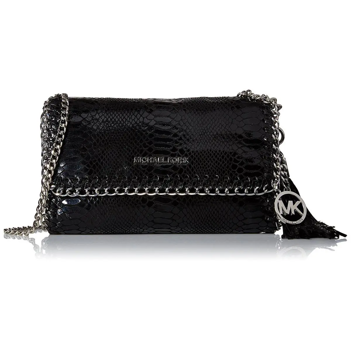 Michael Kors Chelsea Medium Messenger Black Crossbody Leather Handbag Bag