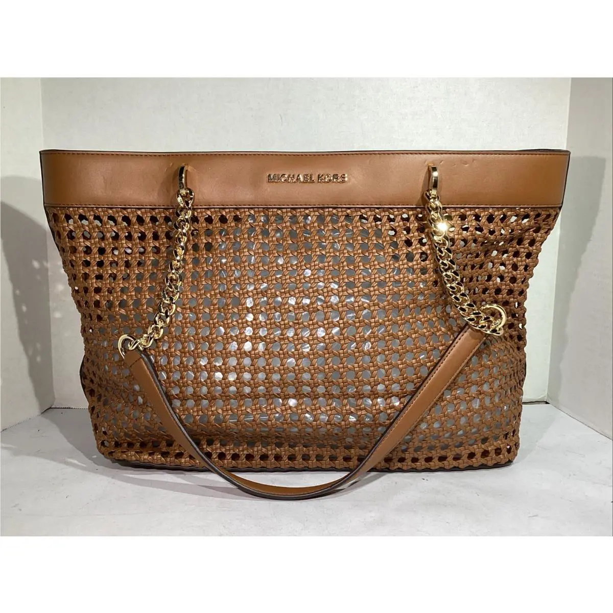 Michael Kors Luggage Leather Kinsley Large Perforated Tote Bag HGT1-333