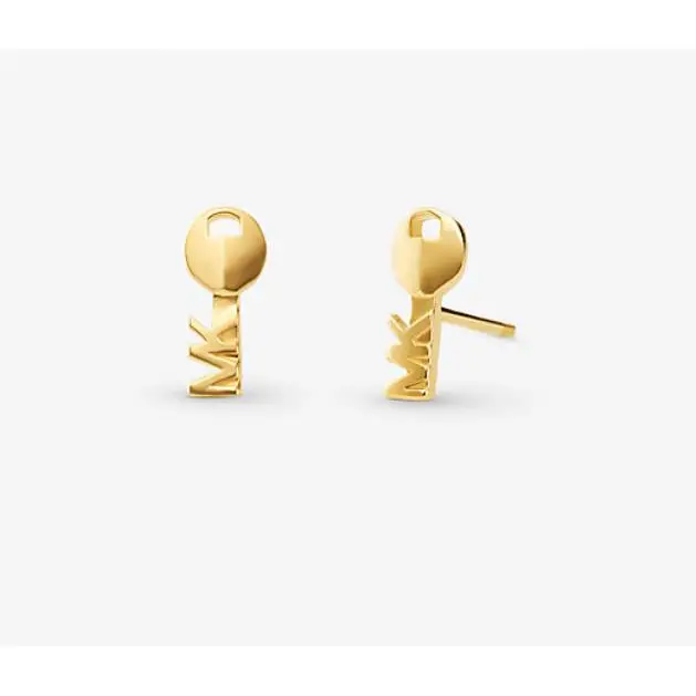Precious Metal-plated Sterling Silver Key Studs Gold One Size by Michael Kors