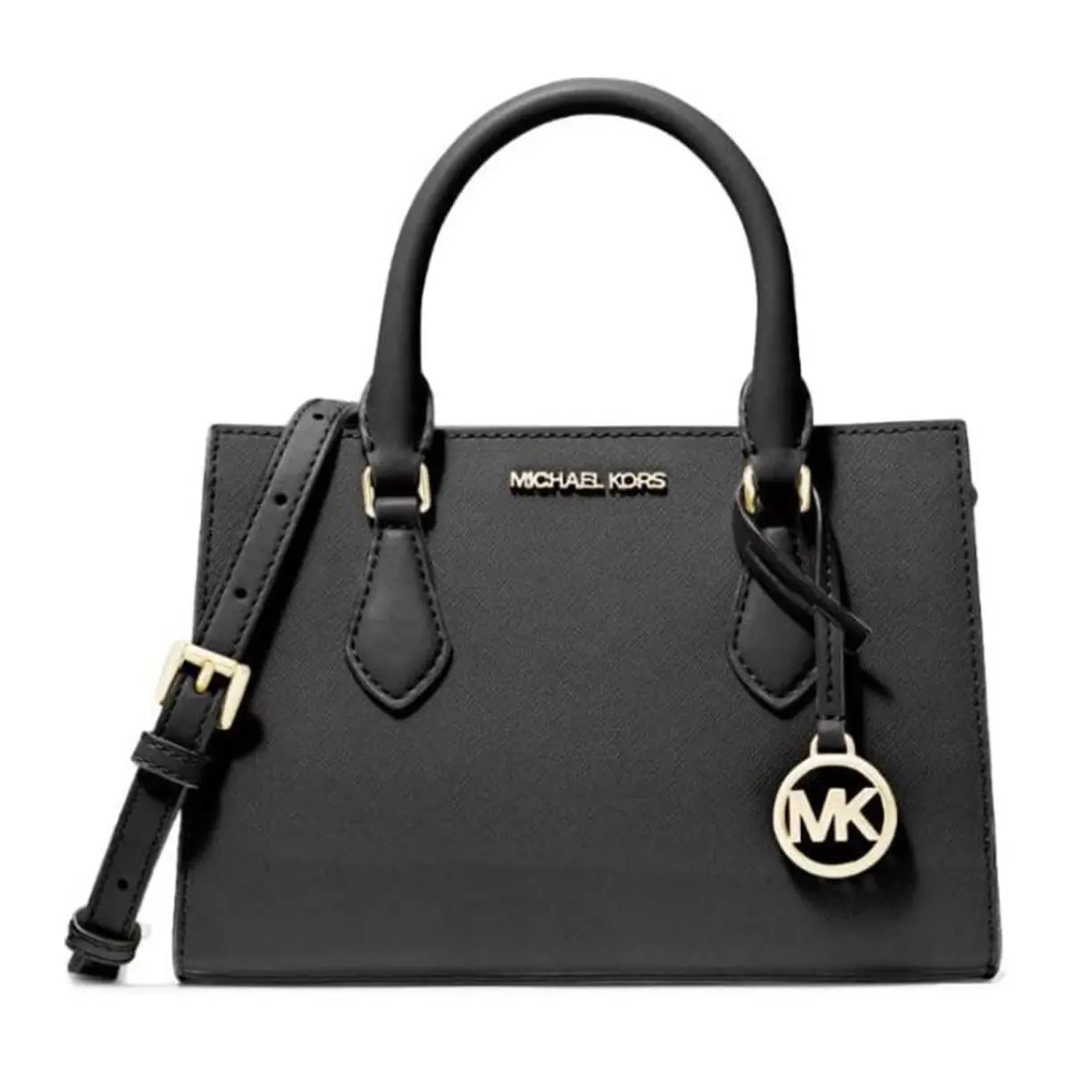 Michael Kors Sheila Small Non-leather Vegan Satchel Black with Gold Hardware 35