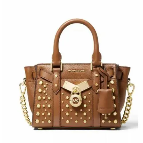 Michael Kors Noveau Hamilton Leather Crossbody Luggage/gold Mini