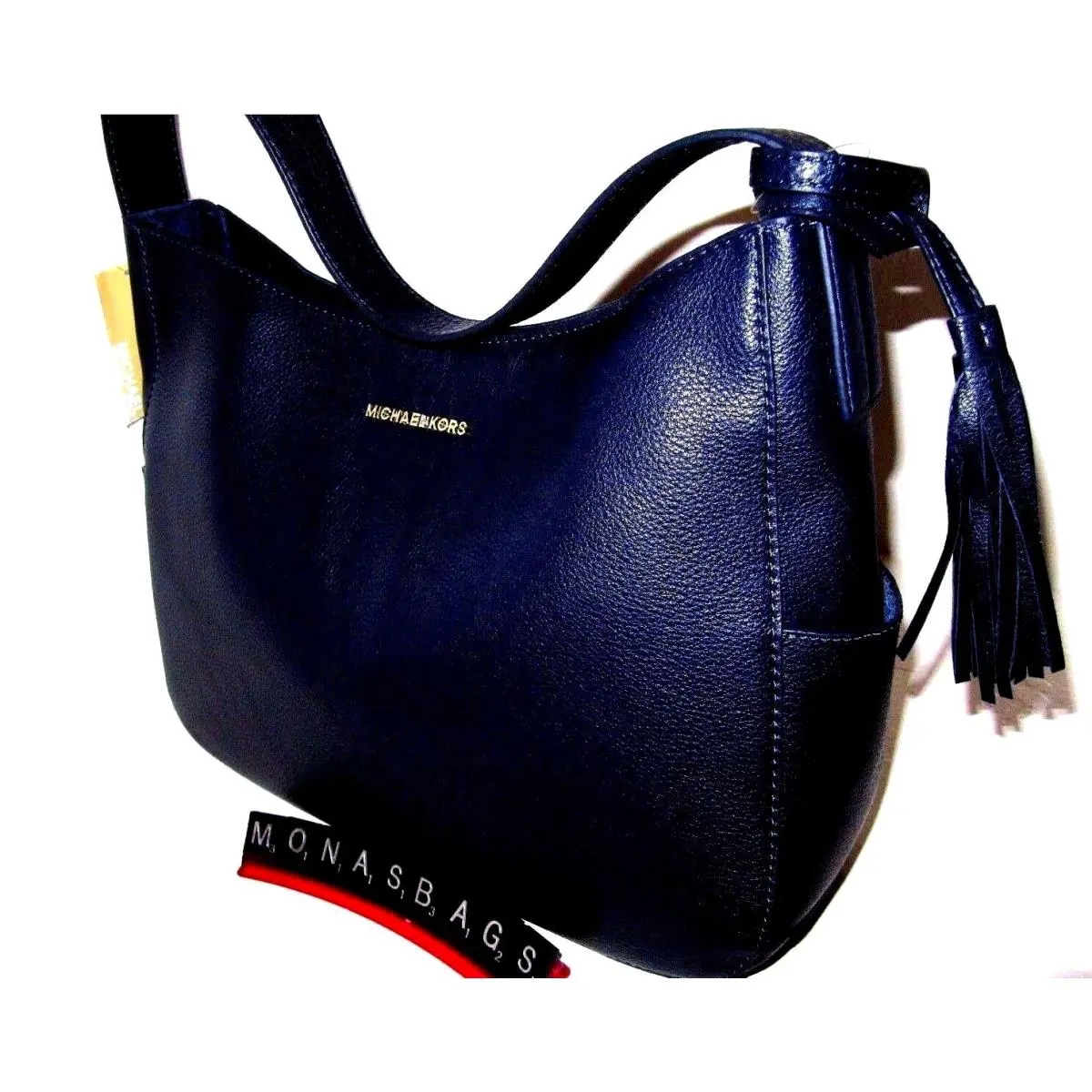 Michael Kors Admiral Navy Blue Ashbury Leather Slouchy Shoulder Bag