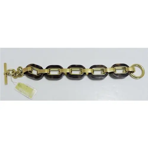 Michael Kors Black Silver Tone Push Lock Top Closure Bracelet