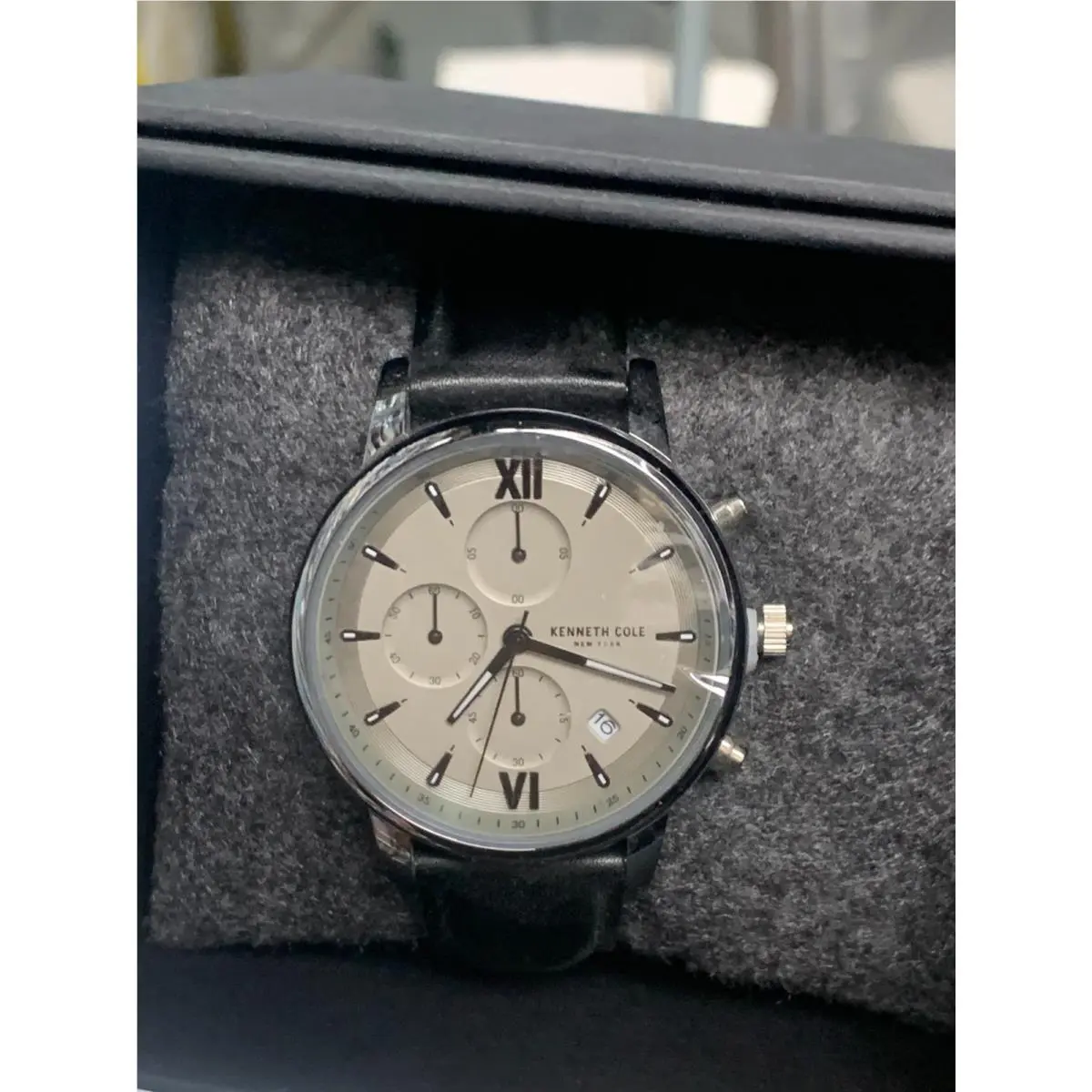 Kenneth Cole York Men Multi Function Watch with Leather Band 44MM