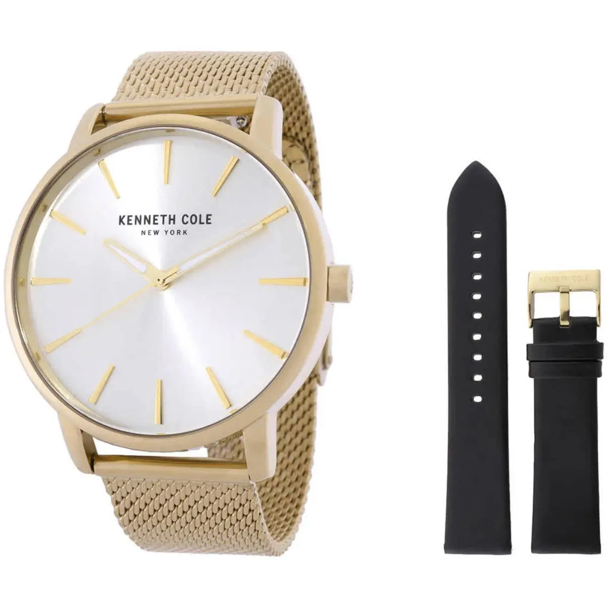 Kenneth Cole Men`s Watch Silver Tone Dial Yellow Gold Bracelet KCWGG7006401