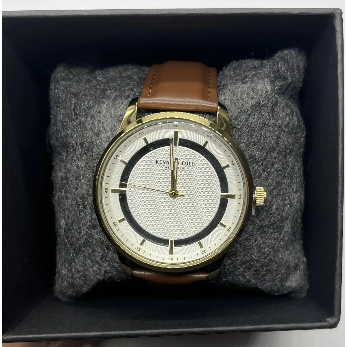 Kenneth Cole York 45MM - Goldtone Leather Strap Watch KCWGA2185502