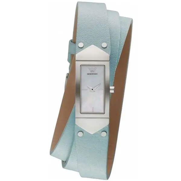 Emporio Armani Ladies Watch Mother of Pearl Dial Tri Wrap Leather Strap AR7355