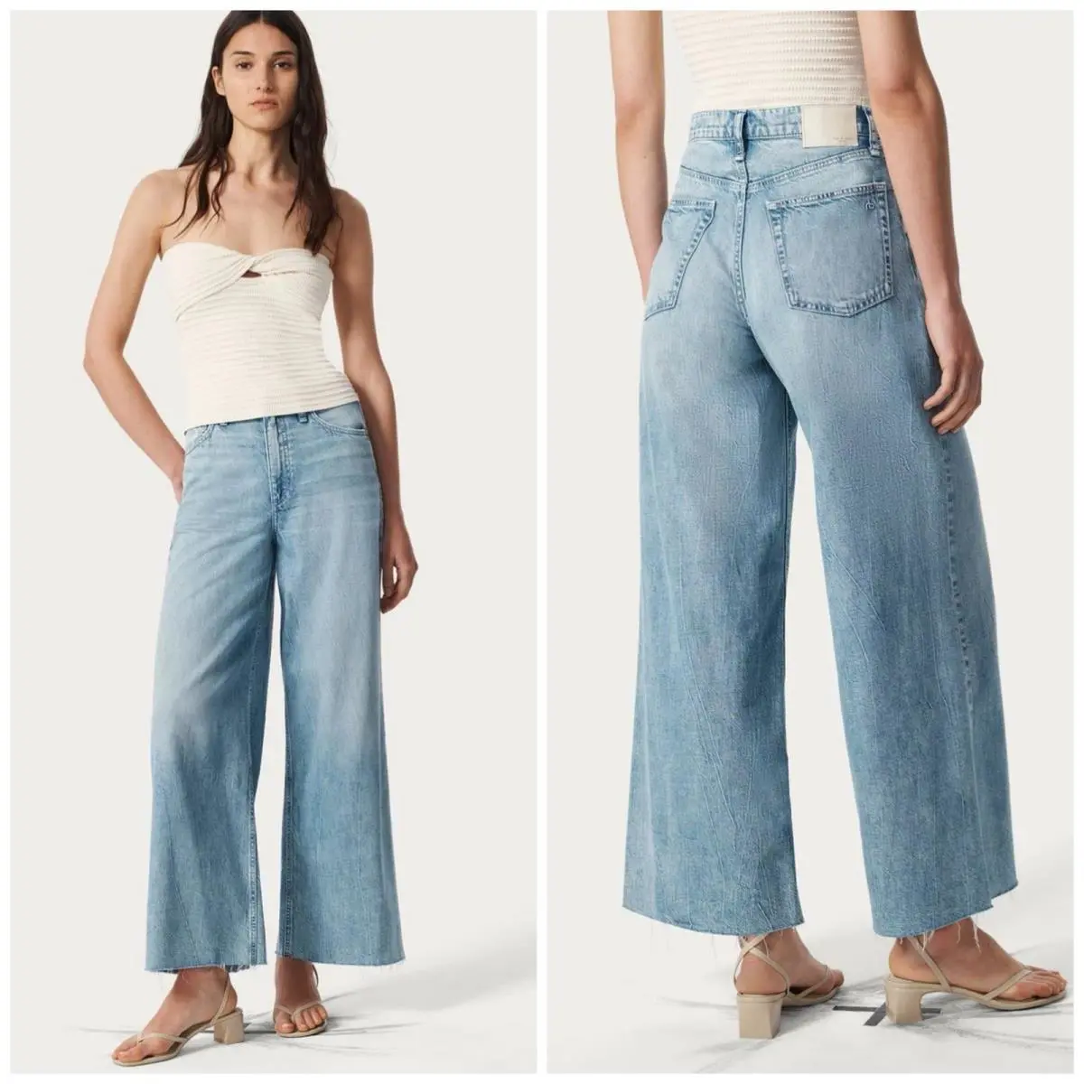 Rag Bone The Featherweight Sofie High Rise Ankle Wide Leg Size: 32