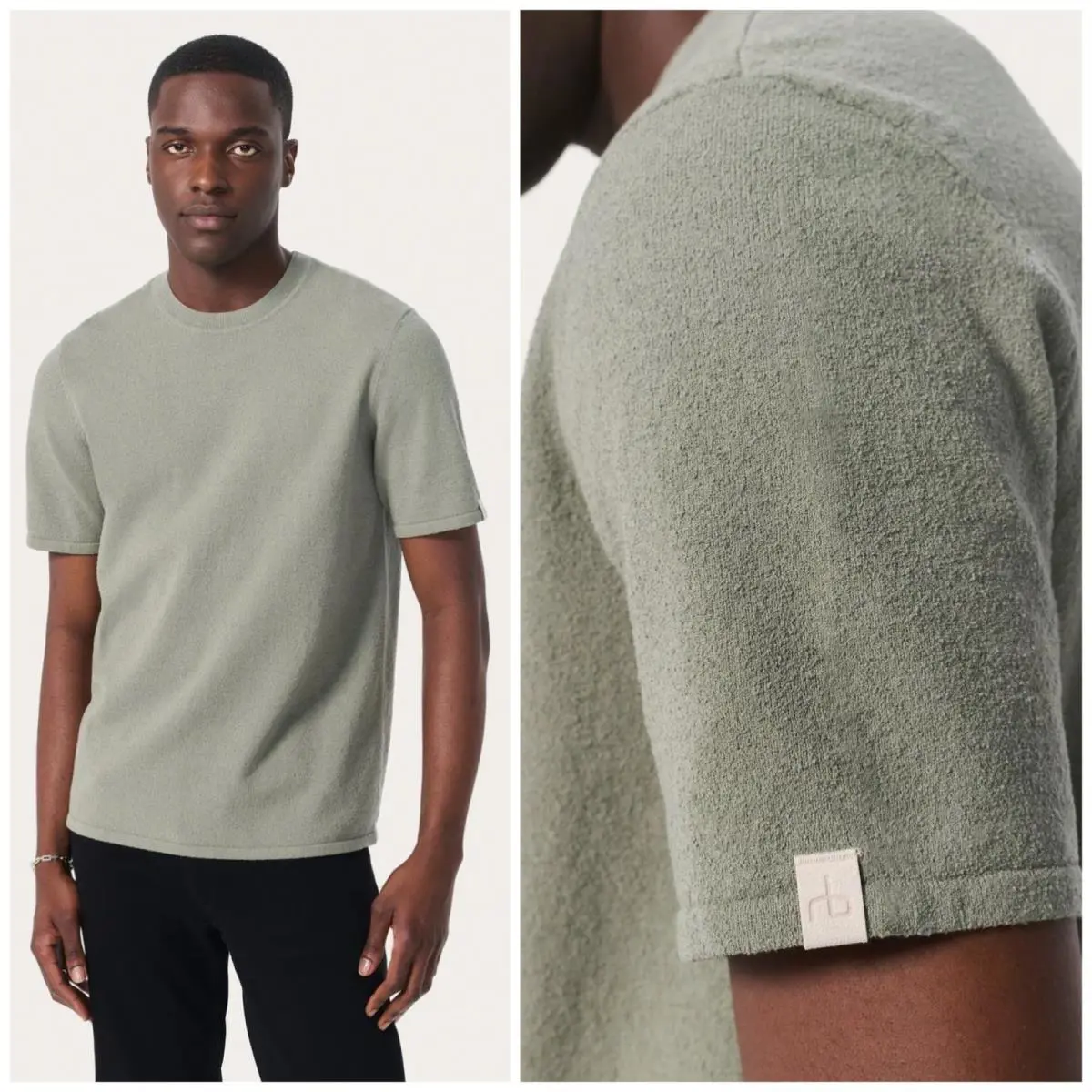 Rag Bone Men`s Zuma Toweling Tee In Leaf Grey Size: Small