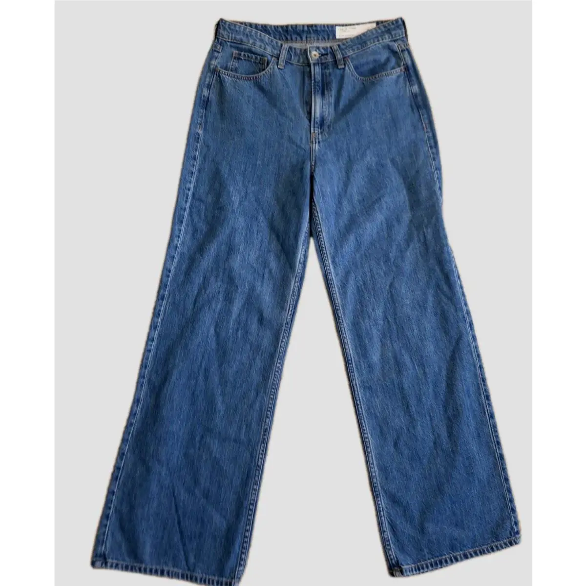 Rag Bone York Women`s Medium Wash Wide Legs Denim Jeans Pants Sz 27
