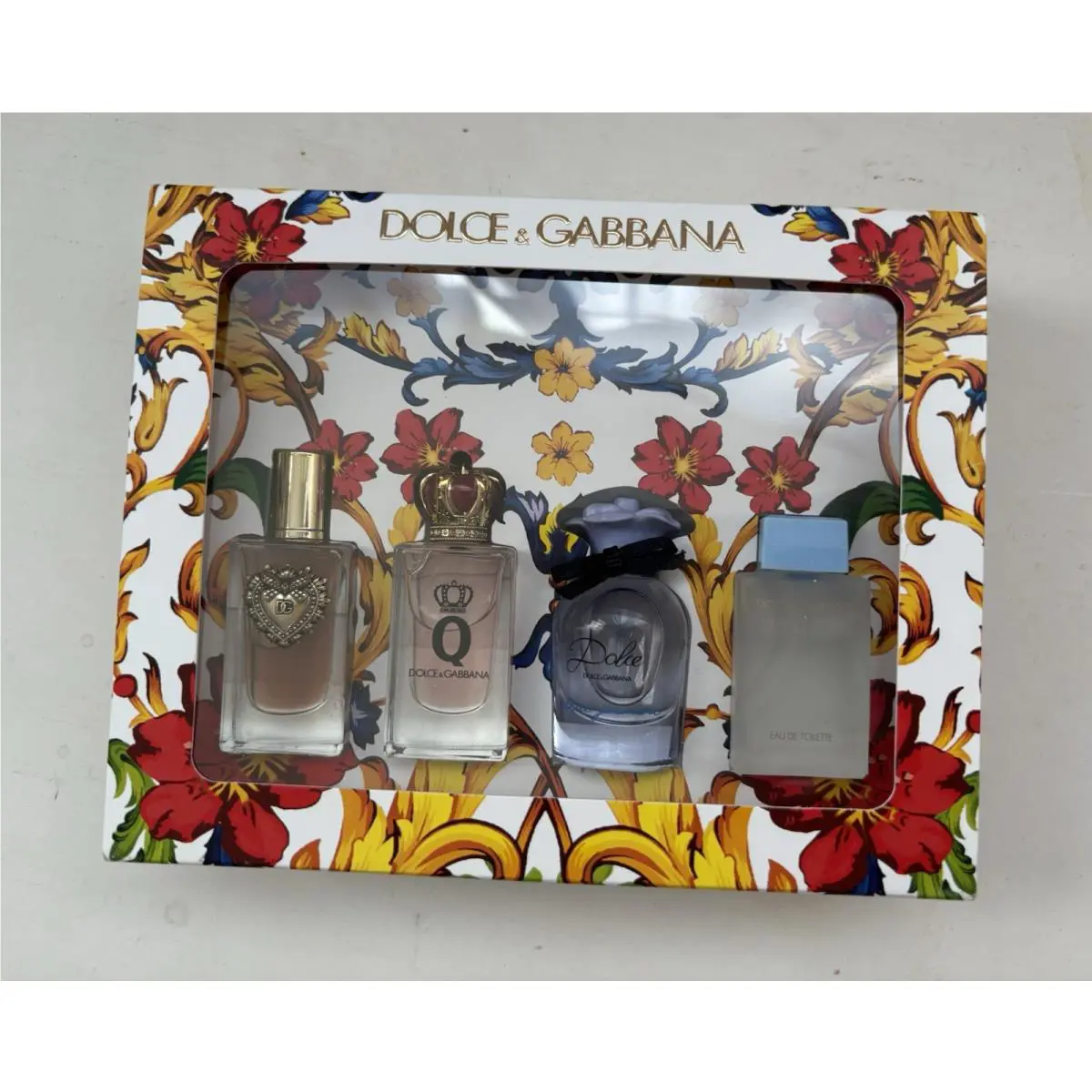 New Dolce Gabbana 4PCs Women Fragrance Splash Mini Gift Set 5 ml/0.17 oz