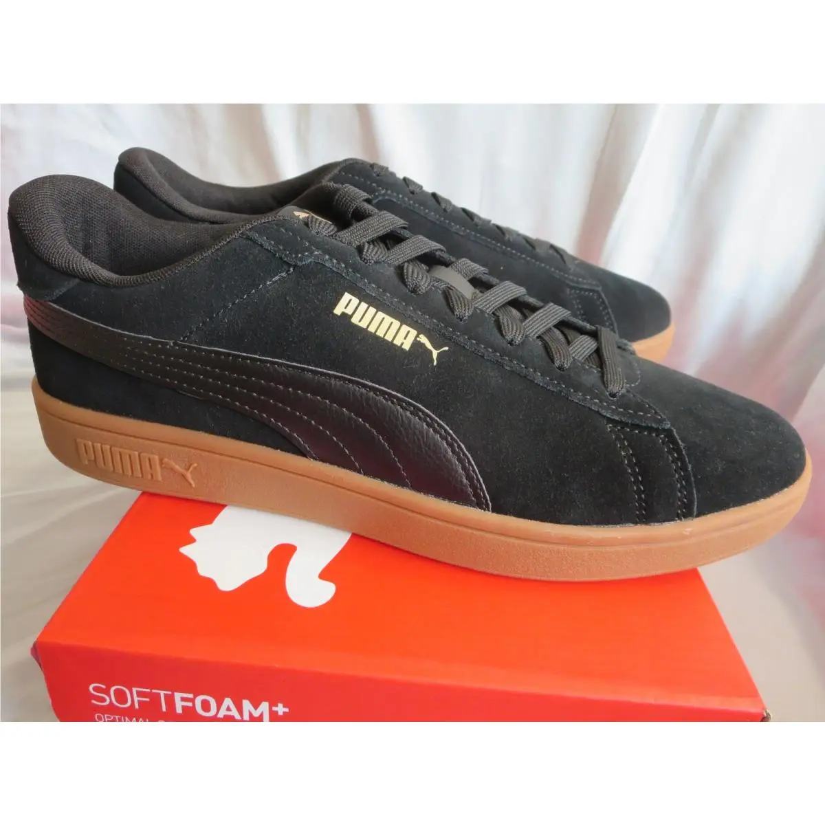 Puma Smash 3.0 Lace Up Mens Black Sneakers Casual Shoes 39098410 Size11M