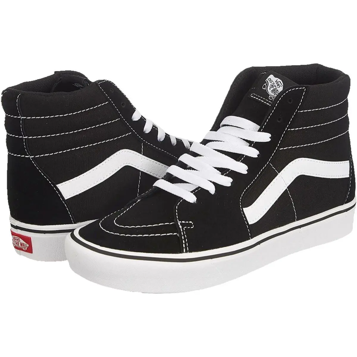 Vans SK8 HI Men/women`s Black White Canvas High Top Skateboard Shoes - Black/White, Multicolor