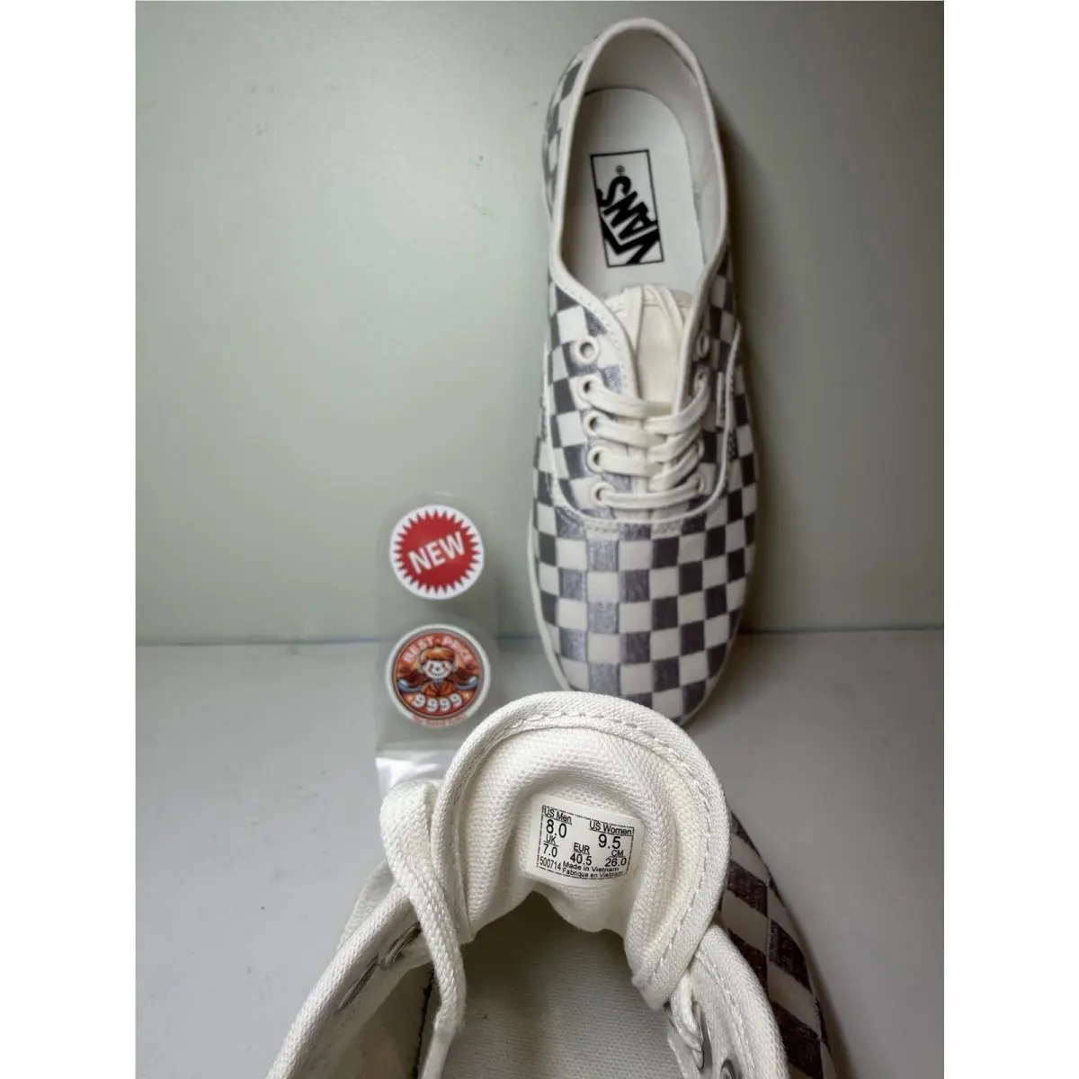 Vans shoes - VN000D047VF - Embroidered Check Lunar - Gray/ White 8