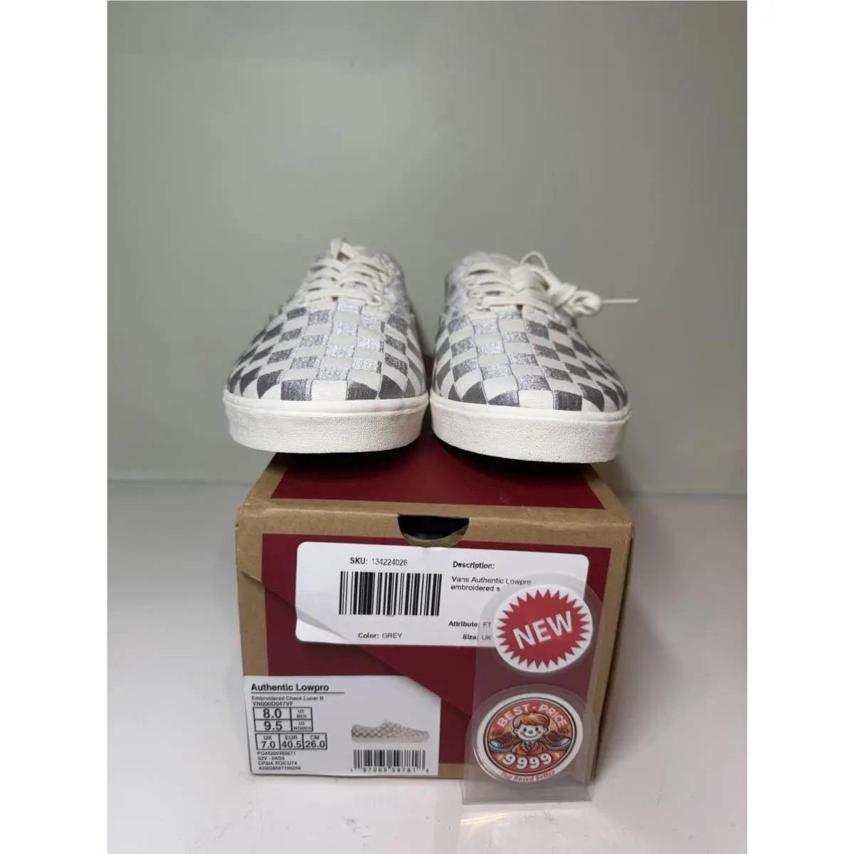 Vans shoes - VN000D047VF - Embroidered Check Lunar - Gray/ White 7