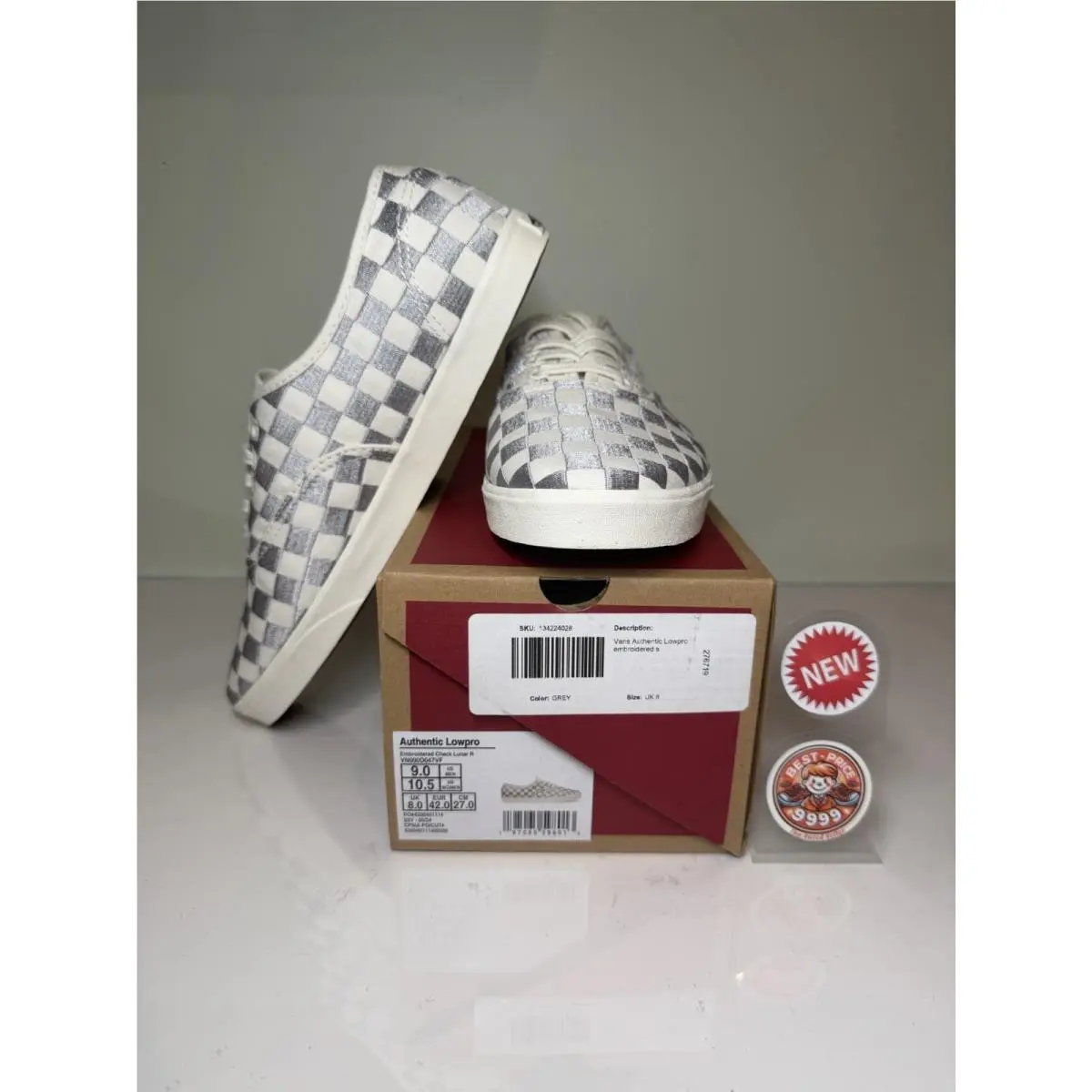 Vans shoes - VN000D047VF - Embroidered Check Lunar - Gray/ White 23