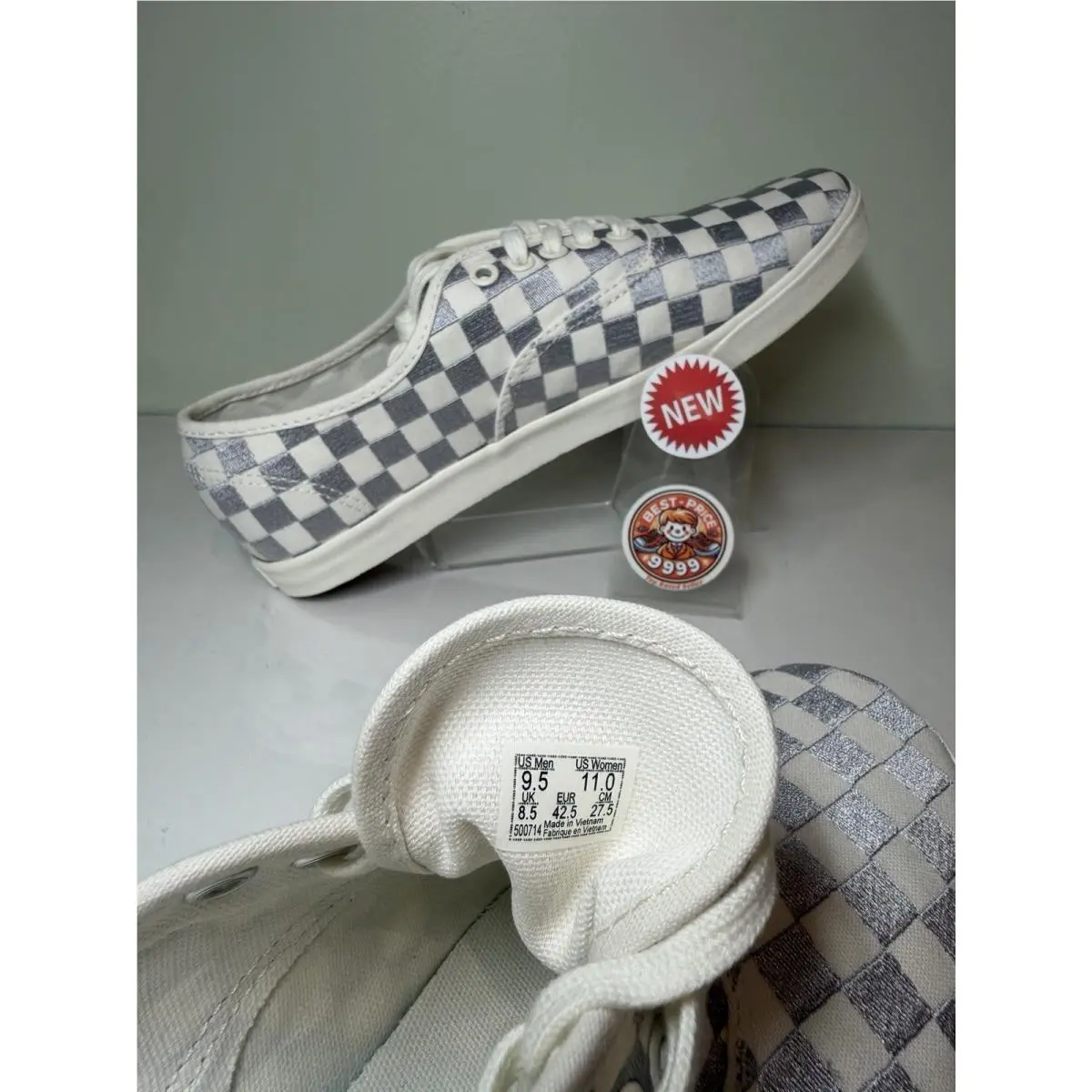 Vans shoes - VN000D047VF - Embroidered Check Lunar - Gray/ White 24