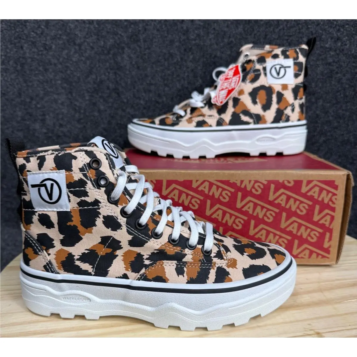 Vans Off The Wall Leopard Platform Sneakers Unisex M 5 Wmn`s 6.5